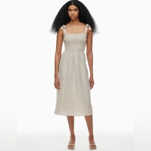 Aritzia Wilfred Golden Hour Linen Summer Midi Dress